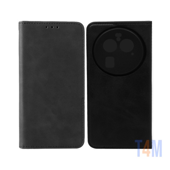 Leather Flip Cover with Internal Pocket for Oppo Find X6 Pro Black