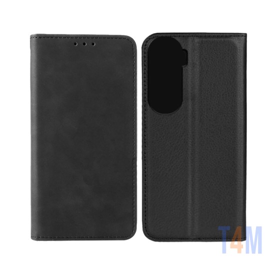 Leather Flip Cover with Internal Pocket for Huawei Honor 90 Lite Black