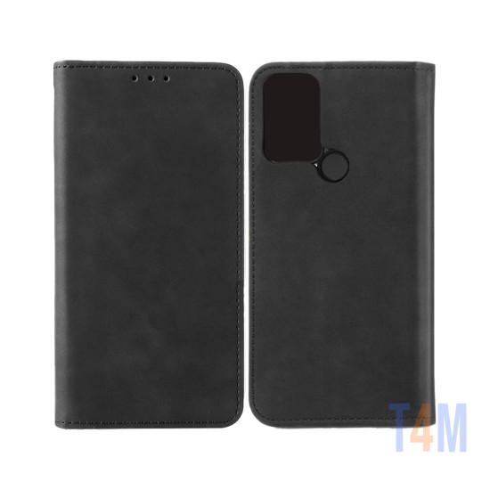 Leather Flip Cover with Internal Pocket for TCL 306 Black
