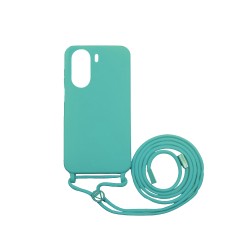 Capa de Silicone com Cordão para Xiaomi Redmi 13C/Poco C65 Verde Mar Capa de Silicone com Cordão para Xiaomi Redmi 13C/Poco C65 Verde Mar