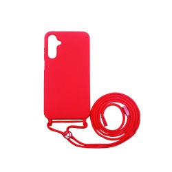 Capa de Silicone com Cordão para Samsung Galaxy A25 5G Vermelho Capa de Silicone com Cordão para Samsung Galaxy A25 5G Vermelho