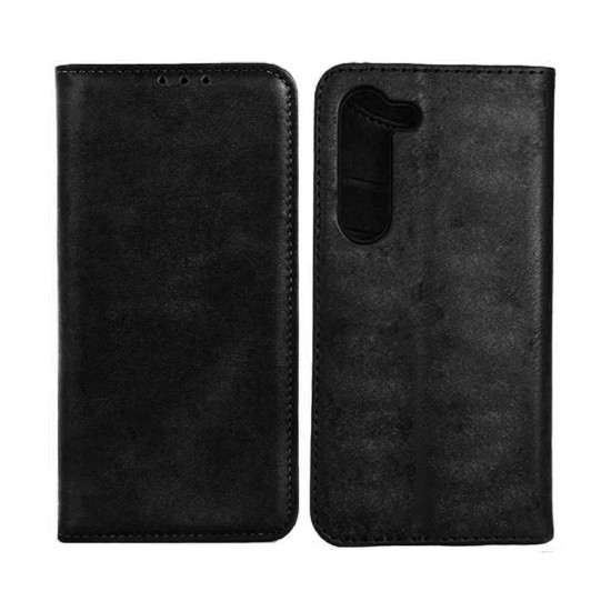 LEATHER FLIP COVER WITH INTERNAL POCKET FOR SAMSUNG GALAXY S25 BLACK