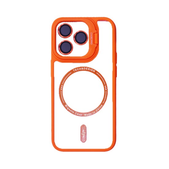 Magnetic Case with Camera Lens for Apple iPhone 15 Pro Max Orange Magnetic Case with Camera Lens for Apple iPhone 15 Pro Max Orange