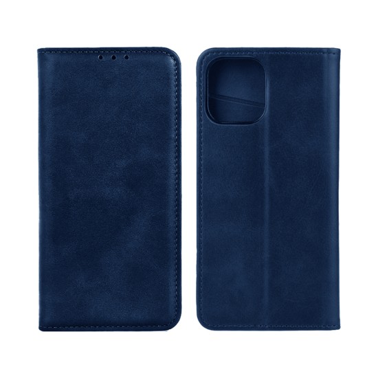 Leather Flip Cover with Internal Pocket for Apple iPhone 14 Plus Blue