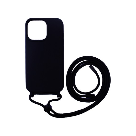 Silicone Case with String for Apple iPhone 14 Pro Black