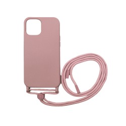 Capa de Silicone com Cordão para Apple iPhone 12 Pro Max Rosa Capa de Silicone com Cordão para Apple iPhone 12 Pro Max Rosa