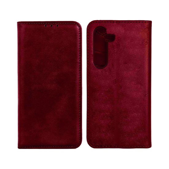 Leather Flip Cover with Internal Pocket for Samsung Galaxy A55 Red Leather Flip Cover with Internal Pocket for Samsung Galaxy A55 Red