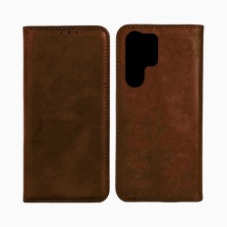 Leather Flip Cover with Internal Pocket For Samsung Galaxy S24 Ultra Brown Leather Flip Cover with Internal Pocket For Samsung Galaxy S24 Ultra Brown