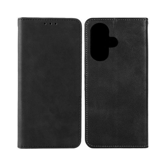 Leather Flip Cover with Internal Pocket For Apple iPhone 16 Plus Black