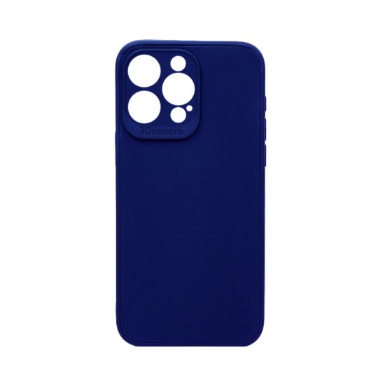 Soft Silicone Case with Camera Shield for Apple iPhone 15 Pro Max Dark Blue