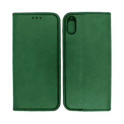Funda Abatible de Cuero con Bolsillo Interno para Apple iPhone XR Verde Funda Abatible de Cuero con Bolsillo Interno para Apple iPhone XR Verde