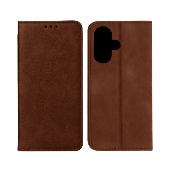 Capa Flip de Couro com Bolso Interno para Apple iPhone 16 Plus Marrom Capa Flip de Couro com Bolso Interno para Apple iPhone 16 Plus Marrom