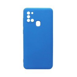 Funda de Silicona con Marco de Cámara para Samsung Galaxy A21S Azul