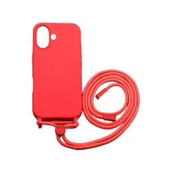 Silicone Case with String for Apple iPhone 16 Plus Red Silicone Case with String for Apple iPhone 16 Plus Red