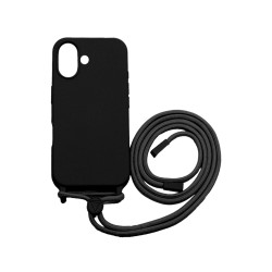 Silicone Case with String for Apple iPhone 16 Plus Black Silicone Case with String for Apple iPhone 16 Plus Black