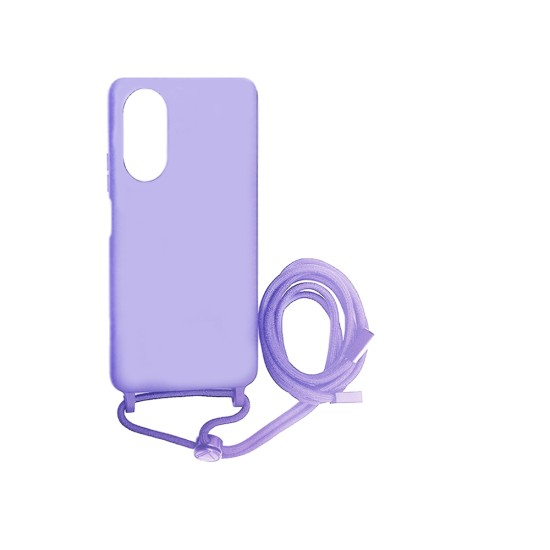 Funda de Silicona con Cuerda para Oppo A38 5G Púrpura Funda de Silicona con Cuerda para Oppo A38 5G Púrpura