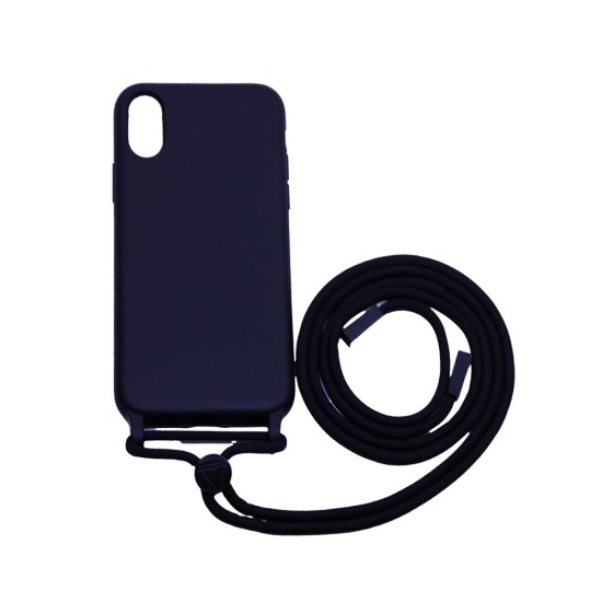 Funda de Silicona con Cuerda para Apple iPhone X Negro