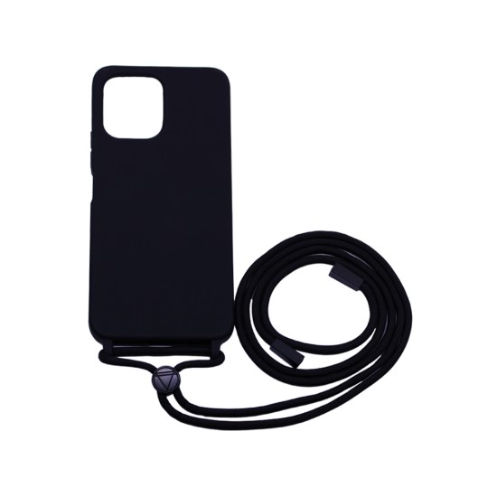 Funda de Silicona con Cuerda para Xiaomi Redmi 12 4G/Redmi 12 5G Negro