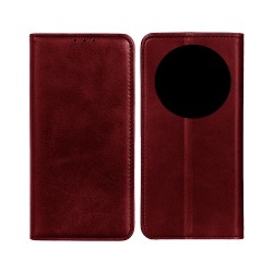 Leather Flip Cover with Internal Pocket For Oppo Reno12 F Red Leather Flip Cover with Internal Pocket For Oppo Reno12 F Red