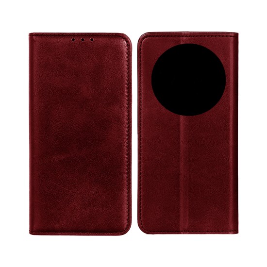 Leather Flip Cover with Internal Pocket For Oppo Reno12 F Red