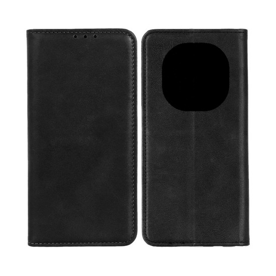 Leather Flip Cover with Internal Pocket For Xiaomi Redmi Note 14 Pro/Redmi Note 14 Pro Plus 5G Black