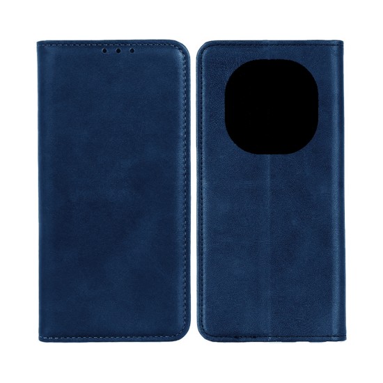 Capa Flip de Couro com Bolso Interno para Xiaomi Redmi Note 14 Pro/Redmi Note 14 Pro Plus 5G Azul