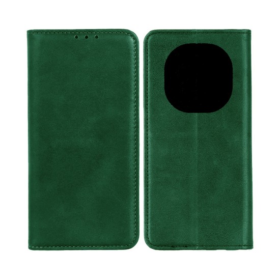 Capa Flip de Couro com Bolso Interno para Xiaomi Redmi Note 14 Pro/Redmi Note 14 Pro Plus 5G Verde