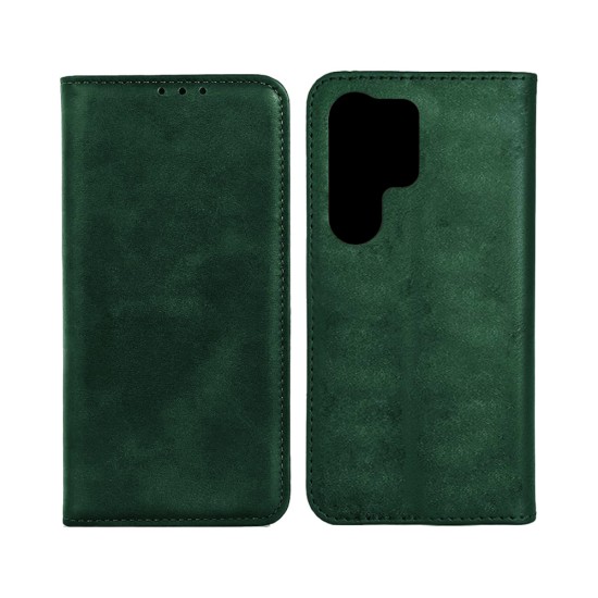 Capa de Couro com Bolso Interno para Samsung Galaxy S25 Ultra verde Capa de Couro com Bolso Interno para Samsung Galaxy S25 Ultra verde