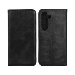 Funda Abatible de Cuero con Bolsillo Interno para Samsung Galaxy S24 FE Negro Funda Abatible de Cuero con Bolsillo Interno para Samsung Galaxy S24 FE Negro