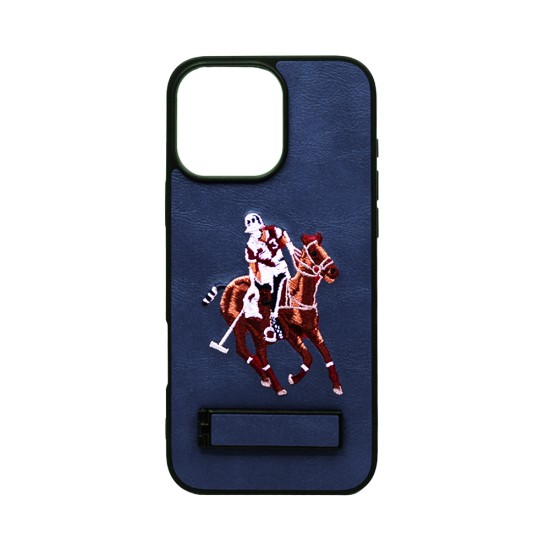 Designer Hard Case US Polo with Support for Apple iPhone 16 Pro Blue Designer Hard Case US Polo with Support for Apple iPhone 16 Pro Blue