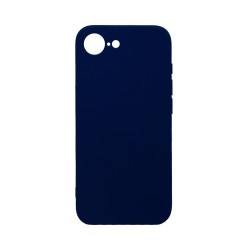 Funda de Silicona con Marco de Cámara para Apple iPhone 16E Azul Oscuro Funda de Silicona con Marco de Cámara para Apple iPhone 16E Azul Oscuro