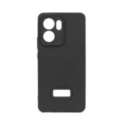 Funda de silicona diseño fibra de carbono para Oppo Reno13 F Negro Funda de silicona diseño fibra de carbono para Oppo Reno13 F Negro