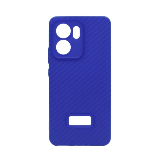 Capa de silicone design de fibra carbono para Oppo Reno13 F Azul Capa de silicone design de fibra carbono para Oppo Reno13 F Azul