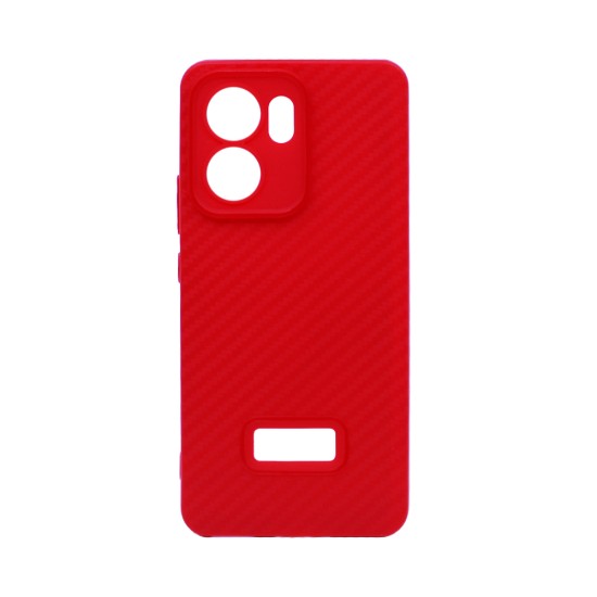 Capa de silicone design de fibra carbono para Oppo Reno13 F Vermelho Capa de silicone design de fibra carbono para Oppo Reno13 F Vermelho