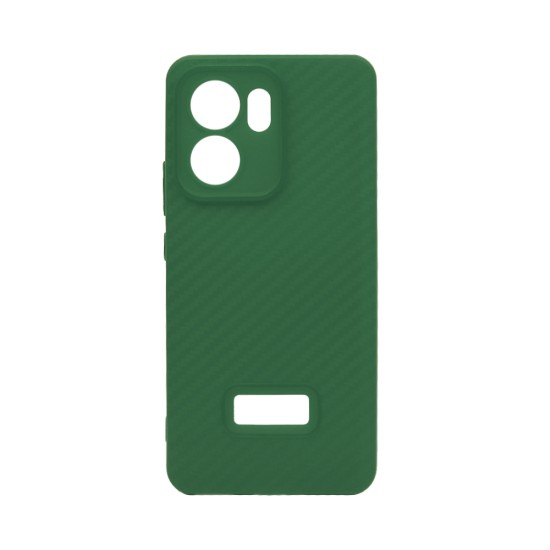 Capa de silicone design de fibra carbono para Oppo Reno13 F Verde Capa de silicone design de fibra carbono para Oppo Reno13 F Verde