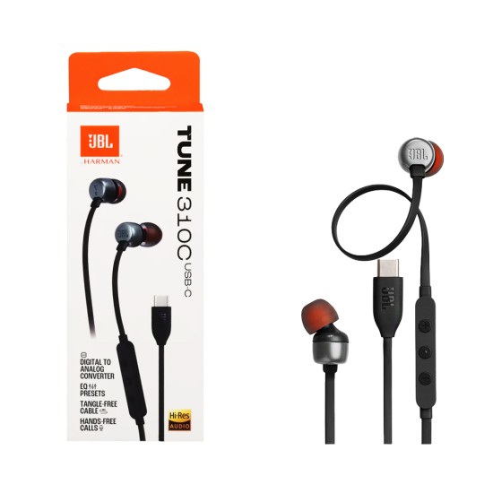 Auscultadores JBL Tune 310C com Microfone Tipo-C 1,2m Preto Auscultadores JBL Tune 310C com Microfone Tipo-C 1,2m Preto