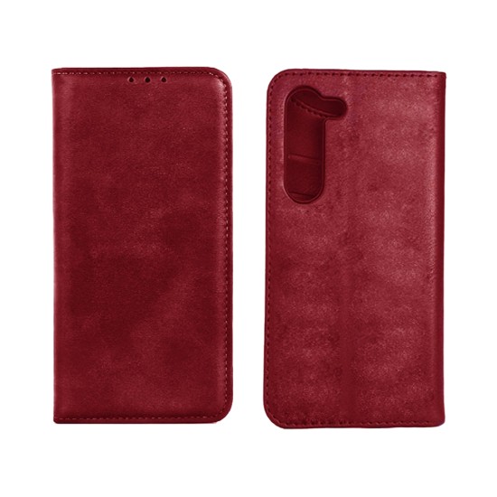 Leather Flip Cover with Internal Pocket For Samsung Galaxy A05S Red