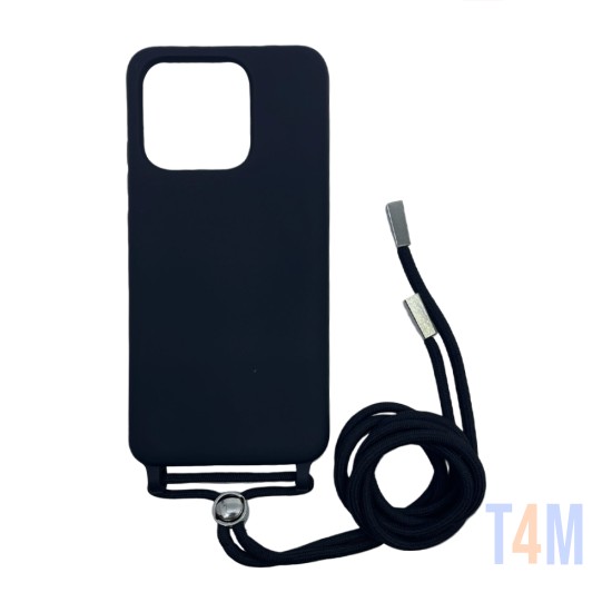 Funda de Silicona con Cuerda para Xiaomi Redmi 12c Negro