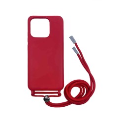 Capa de Silicone com Cordão para Xiaomi Redmi 12c Vermehlo Capa de Silicone com Cordão para Xiaomi Redmi 12c Vermehlo