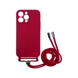 Silicone Case with String for Apple iPhone 14 Pro Max Red