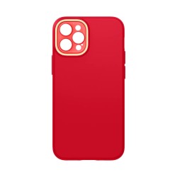 Capa de Silicone com Moldura de Câmera para Apple iPhone 12 Pro Max Vermelho Capa de Silicone com Moldura de Câmera para Apple iPhone 12 Pro Max Vermelho