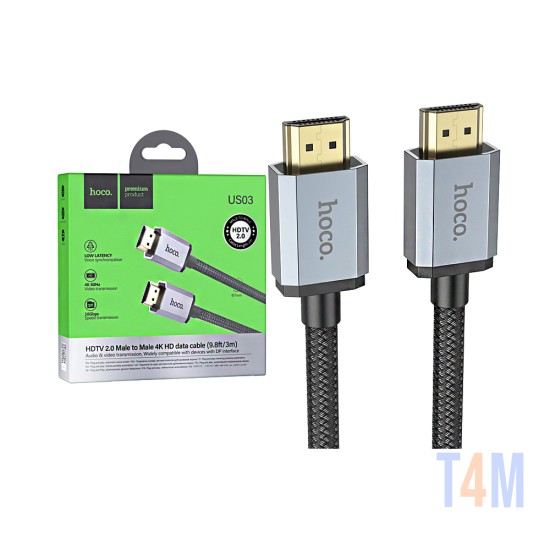 Hoco US03 2.0 4k HD HDMI Cable for Computer 3m Black