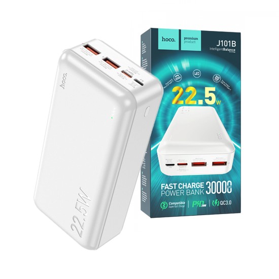 Power Bank Hoco J101B Astute Micro+Tipo C 22,5W 30000mAh Blanco Power Bank Hoco J101B Astute Micro+Tipo C 22,5W 30000mAh Blanco