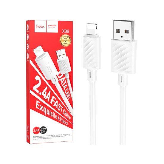 Cabo Lightning Hoco X88 Gratified 2.4A 1m Branco Cabo Lightning Hoco X88 Gratified 2.4A 1m Branco