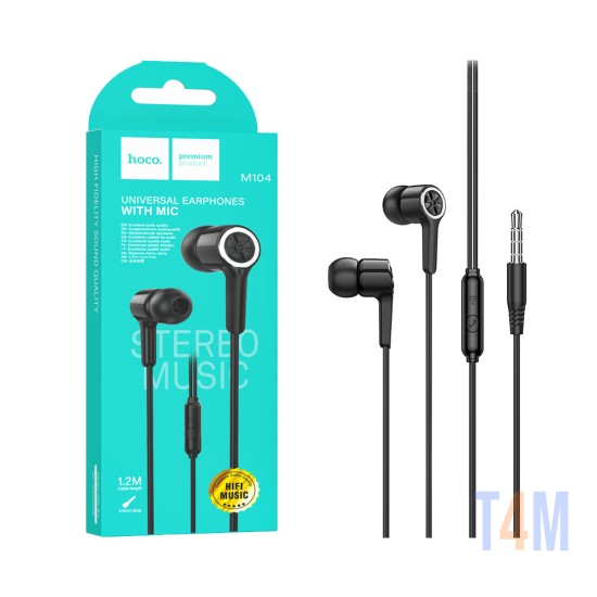 Hoco Universal Wired Earphones M104 Gamble with Microphone 3.5mm 1.2m Black