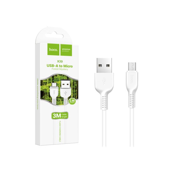 Hoco Charging Cable X20 Flash Micro 3M White