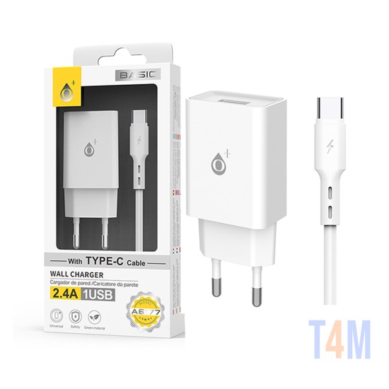 OnePlus EU Wall Charger A6177 with Type-C Cable 1 Usb 5V/2.4A White
