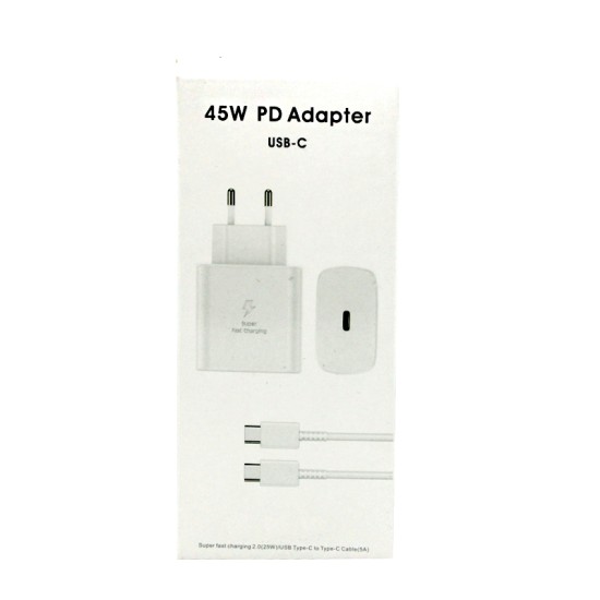 SAMSUNG CHARGER ADAPTER EP-TA800NB EGEU TYPE-C TO TYPE-C WITH CABLE 5A 45W WHITE SAMSUNG CHARGER ADAPTER EP-TA800NB EGEU TYPE-C TO TYPE-C WITH CABLE 5A 45W WHITE