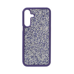 Capa de Silicone Dura de Designer com Cristais de Diamante para Samsung Galaxy A57 Lilás